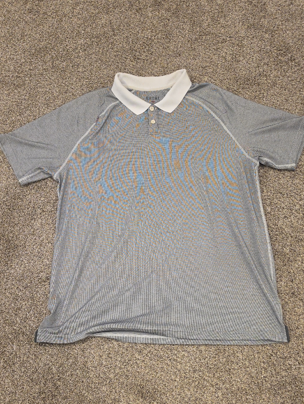 RHONE Gray Polo with White Contrast Collar